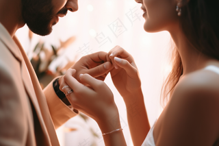 婚礼交换戒指摄影图