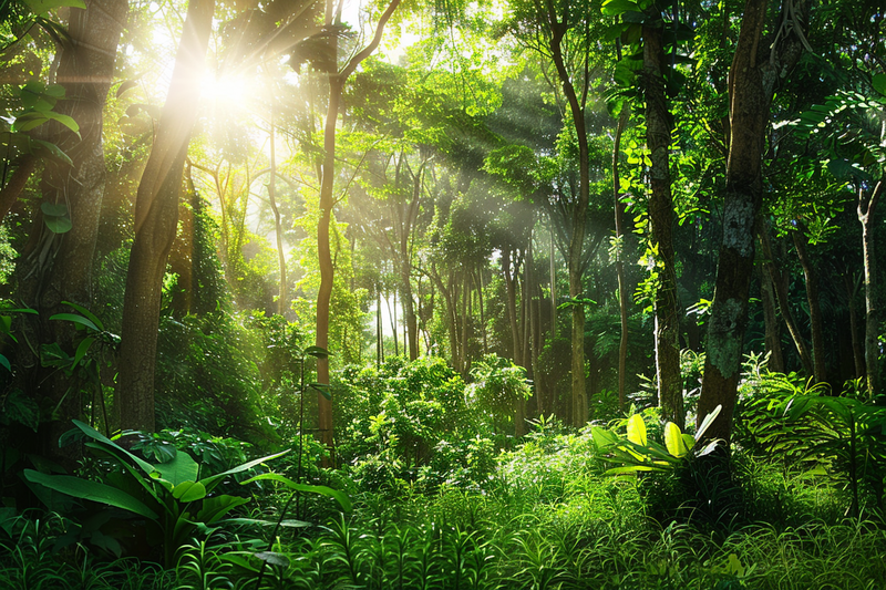 山林森林阳光绿色大自然风景摄影图