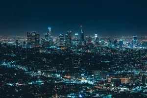 城市夜景蓝色背景