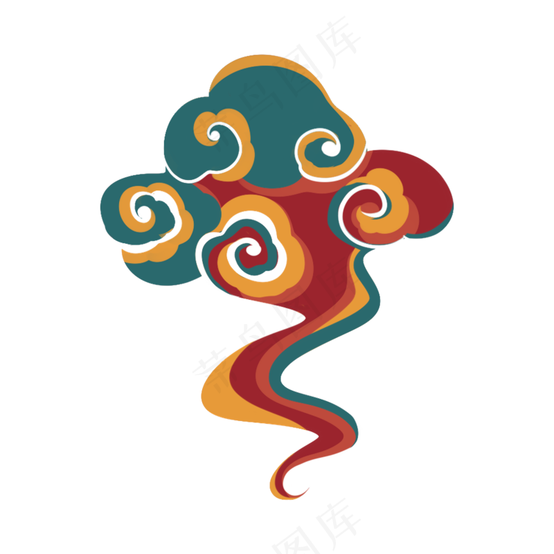 国潮敦煌云纹祥云插画免扣素材 (138)