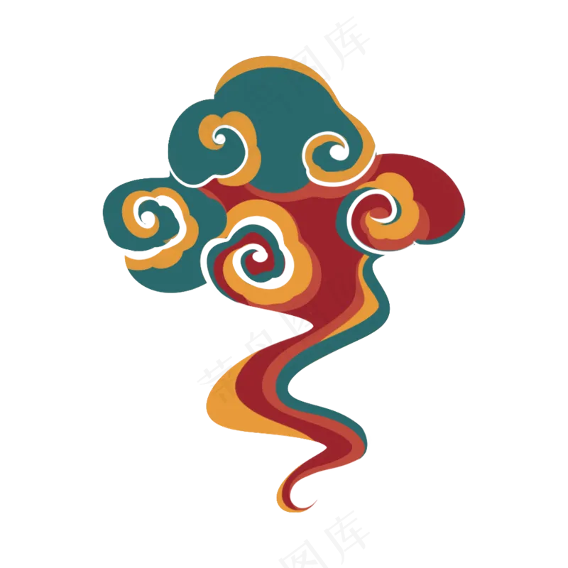 国潮敦煌云纹祥云插画免扣素材 (138)