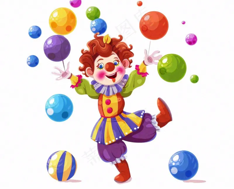 小丑杂技团搞怪愚人节卡通插画免抠(1184x960)