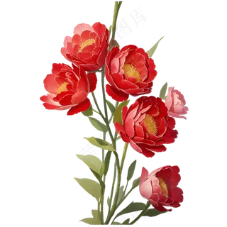 红色海棠花写实手绘练习作品34