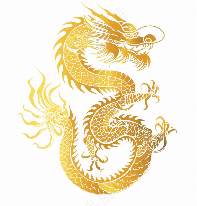 金龙龙形线性插画免抠(1024x1072)