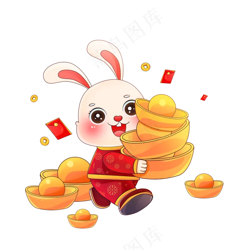 小白兔抱金元宝