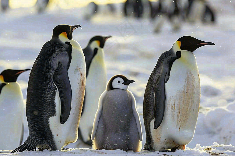 冰雪天地的企鹅寒冷动物摄影图