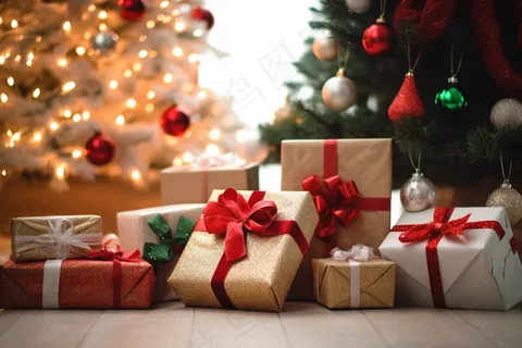 圣诞节礼物圣诞树装饰摄影图