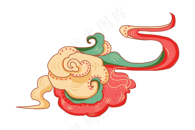国潮敦煌云纹祥云插画免扣素材 (15)