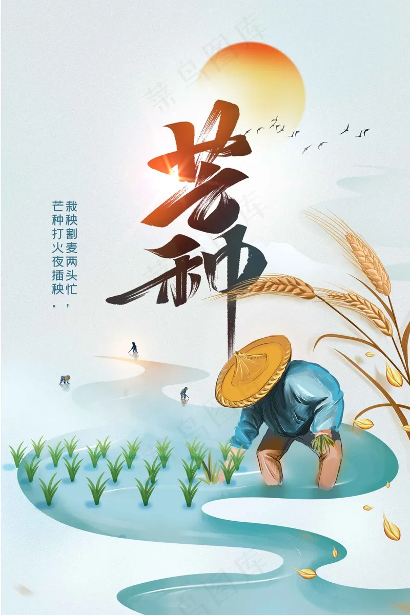 芒种节气传统活动海报psd模版下载
