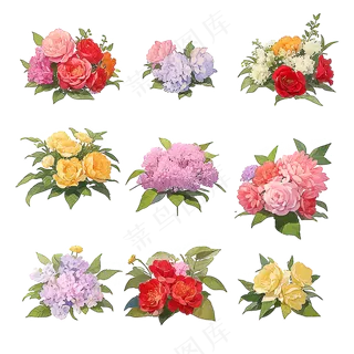 红色黄色粉色玫瑰花免抠素材131