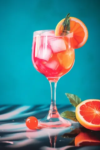 西柚气泡果酒饮料摄影图