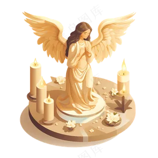 免扣卡通天使蜡烛
