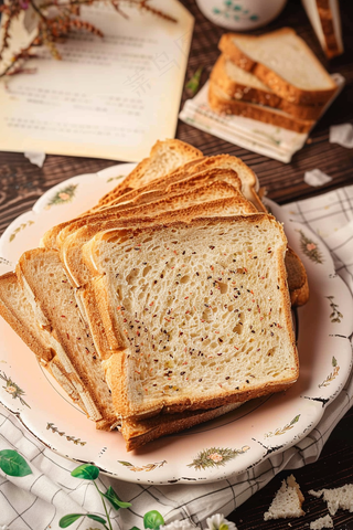 全麦吐司面包甜点美食摄影图