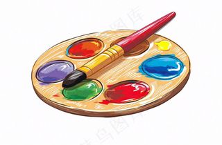 调色盘美术画画卡通插画免抠