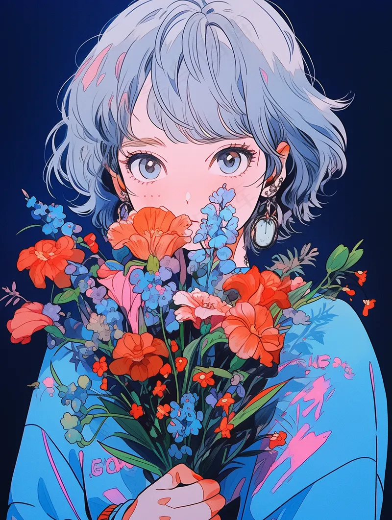 采花的女孩