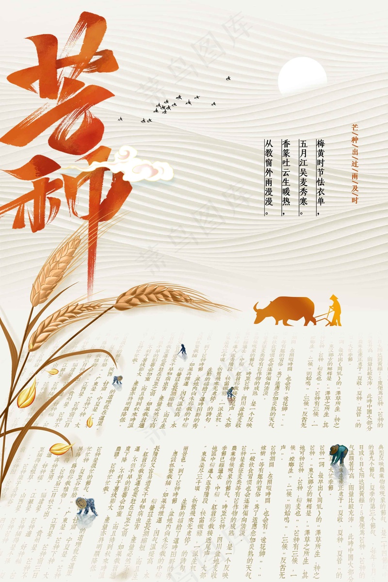 芒种节气传统海报psd模版下载