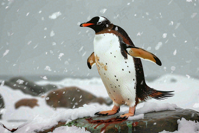 冰雪天地的企鹅寒冷动物摄影图