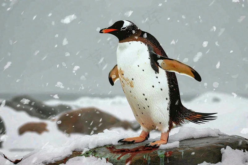 冰雪天地的企鹅寒冷动物摄影图(4032x2688)