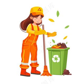 环卫工人劳动人民卡通插画免抠