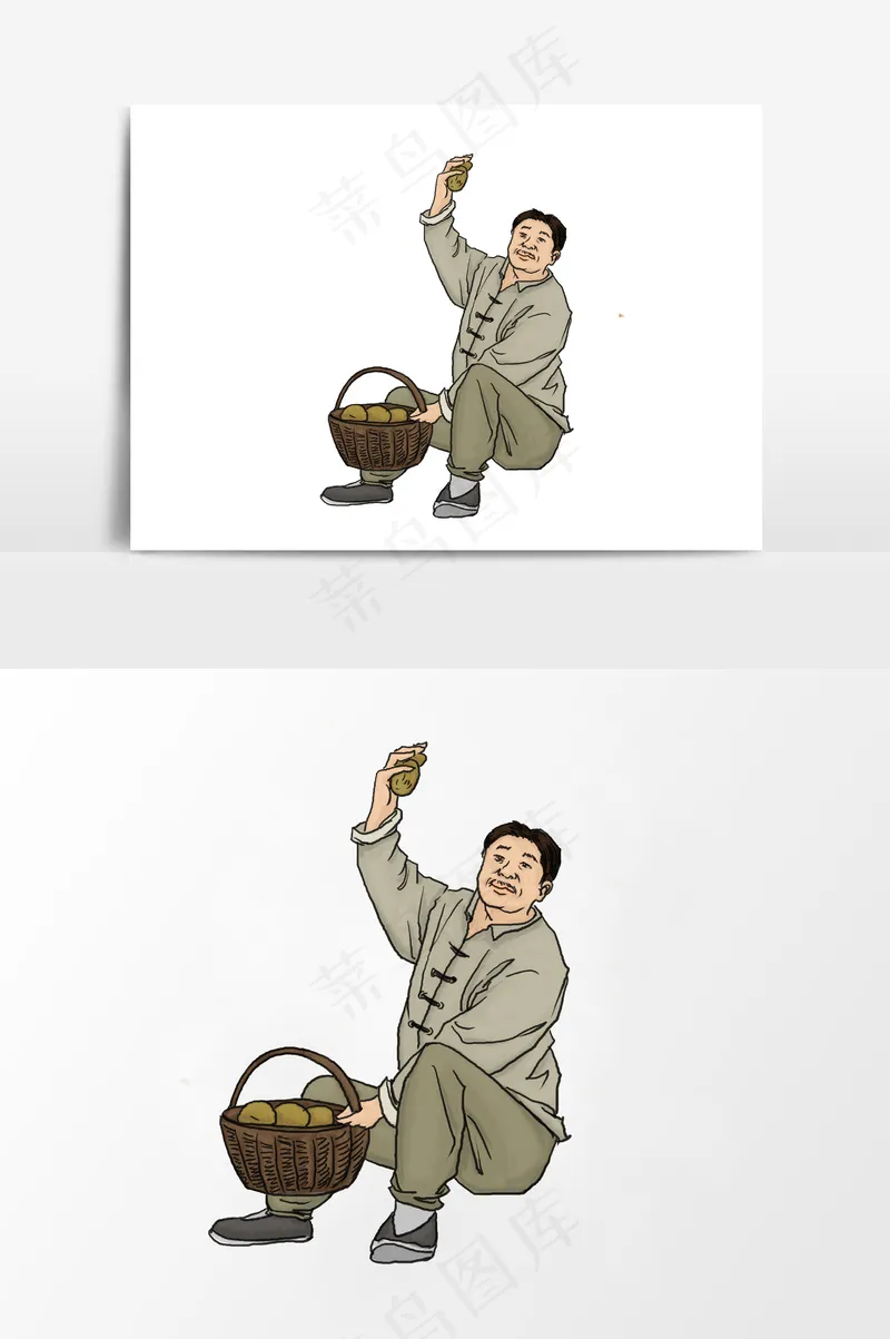插画丨国风人物丨生意人005丨PPT插图psd模版下载