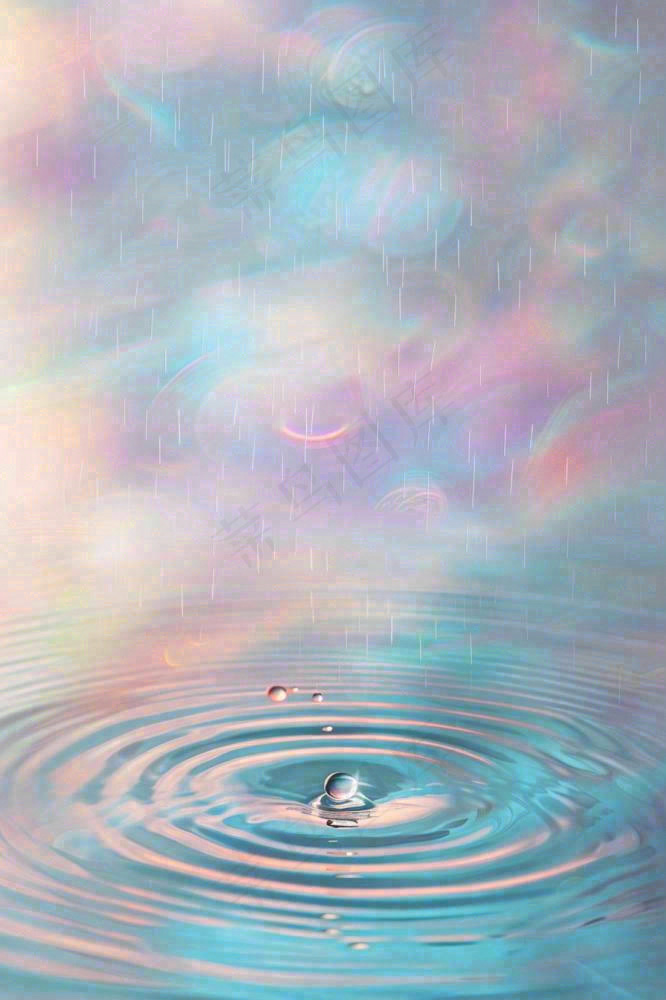 水滴掉落在水面涟漪彩色渐变背景(896x1344)