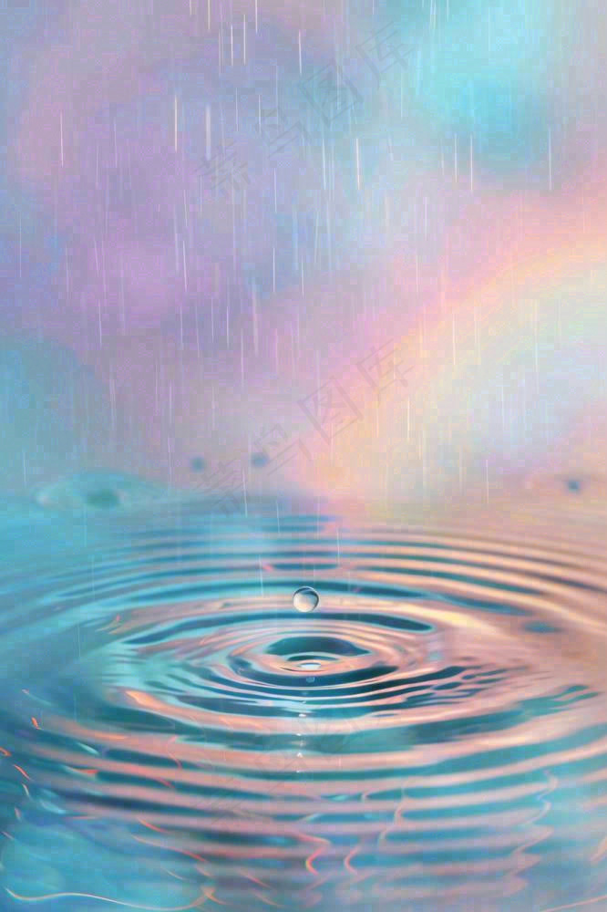 水滴掉落在水面涟漪彩色渐变背景(896x1344)