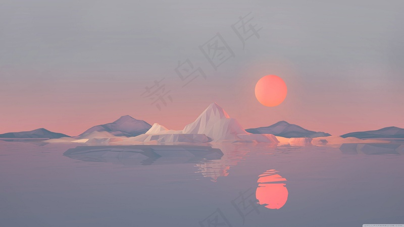 AI产生低聚日落风景高清壁纸