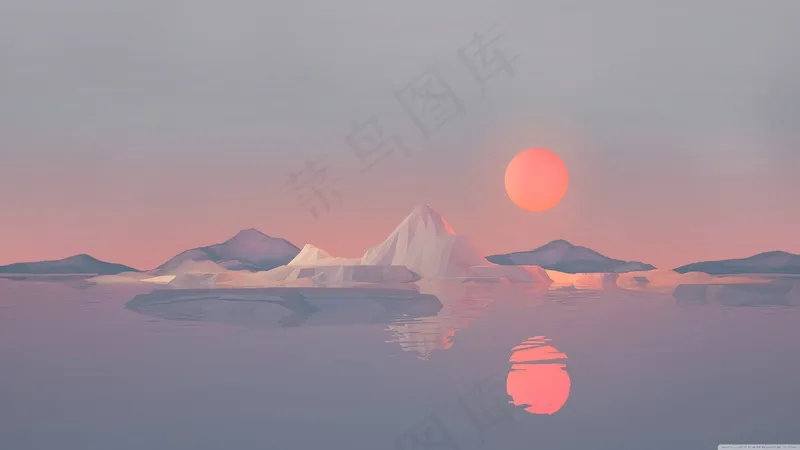 AI产生低聚日落风景高清壁纸