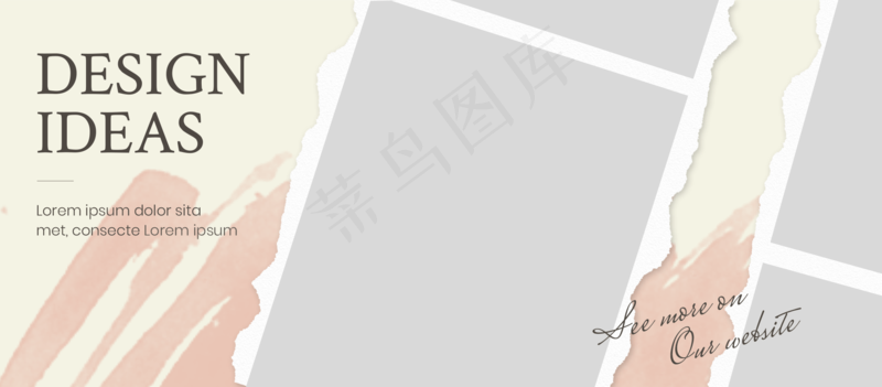 棕色背景撕裂风照片相册3psd模版下载