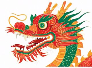 中国龙动物国潮风插画免抠