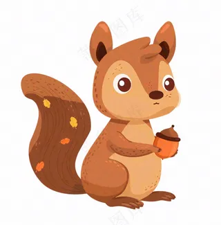 松树抱着松子动物卡通插画免抠