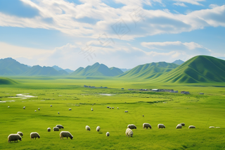 新疆春天草原风光大自然风景摄影图