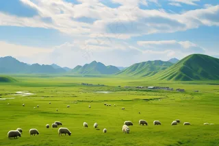 新疆春天草原风光大自然风景摄影图