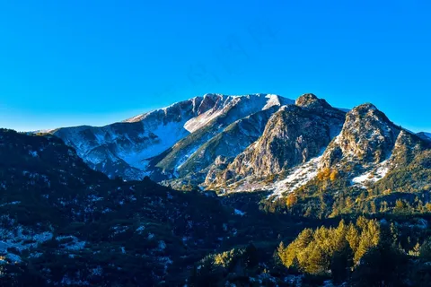 远处万里无云的蓝天和高山 远处万里无云的蓝天和高山
