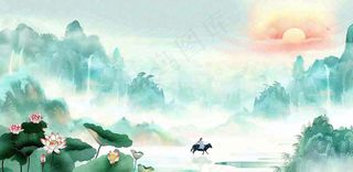 清明节中国风水墨清明廉洁清正廉明山水画背景