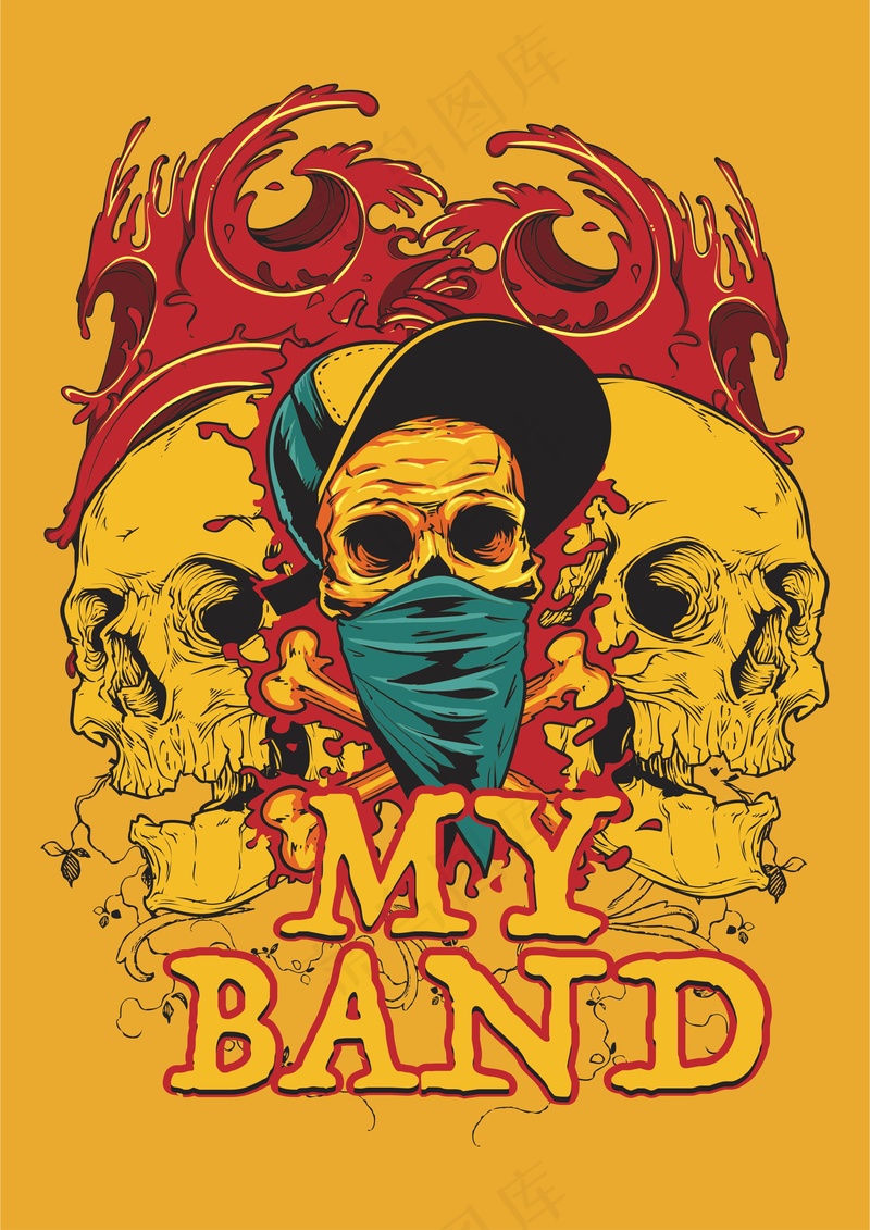 火焰骷髅头 艺术英文字