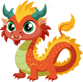 中国龙免抠素材透明可爱红色