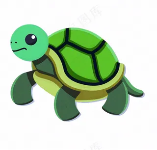 乌龟绿王八动物卡通插画免抠