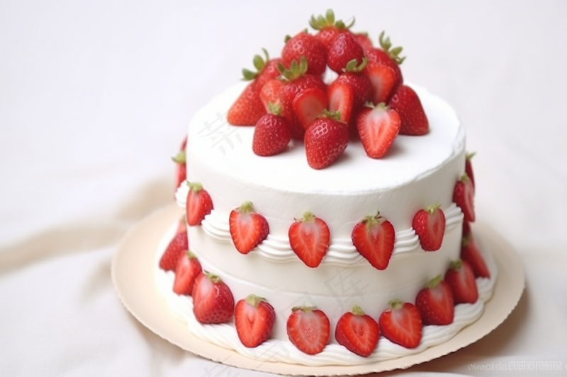 生日蛋糕草莓水果蛋糕奶油节日甜点摄影图