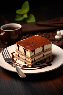 提拉米苏蛋糕可可粉蛋糕下午茶美食甜点摄影图 提拉米苏蛋糕可可粉蛋糕下午茶美食甜点摄影图