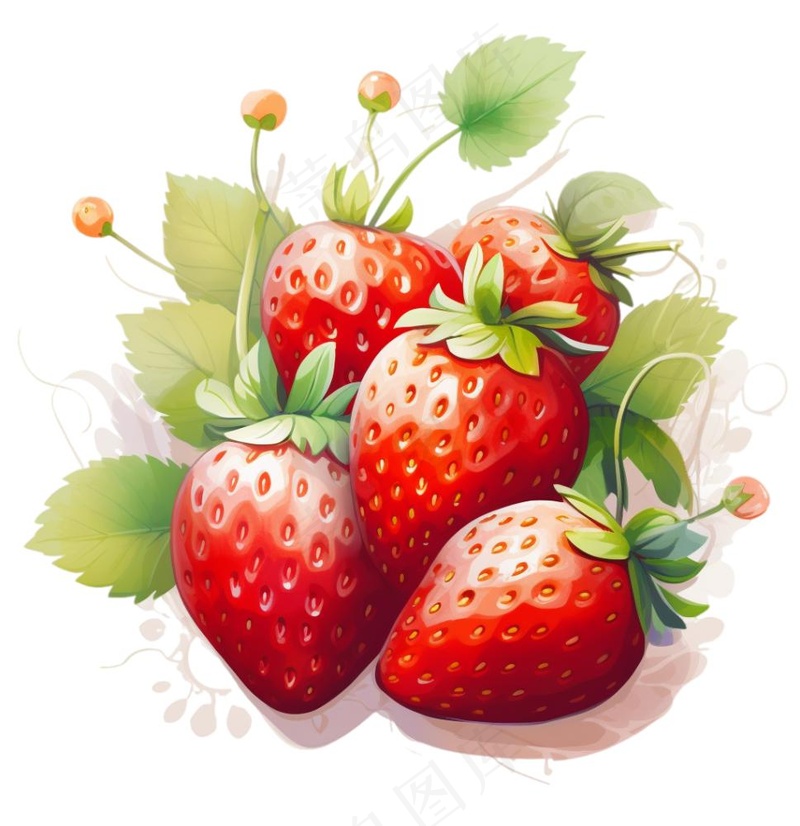美味草莓可口卡通插画免抠(1024x1056)