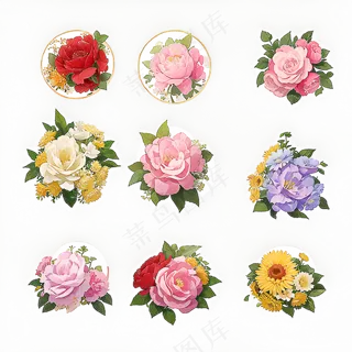 红色黄色粉色玫瑰花免抠素材157