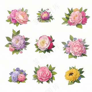 红色黄色粉色玫瑰花免抠素材133