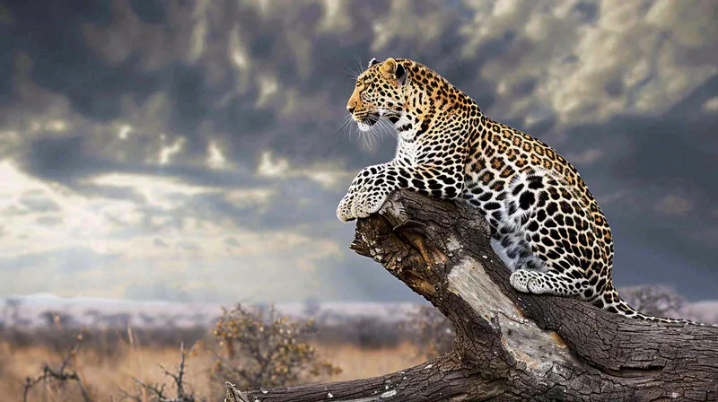 树干上的猎豹保护动物摄影图(4368x2448)