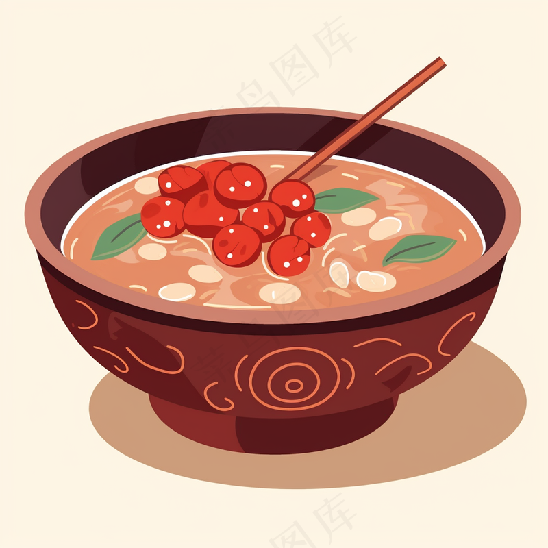 腊八粥食物卡通插画插图背景(3072x3072)