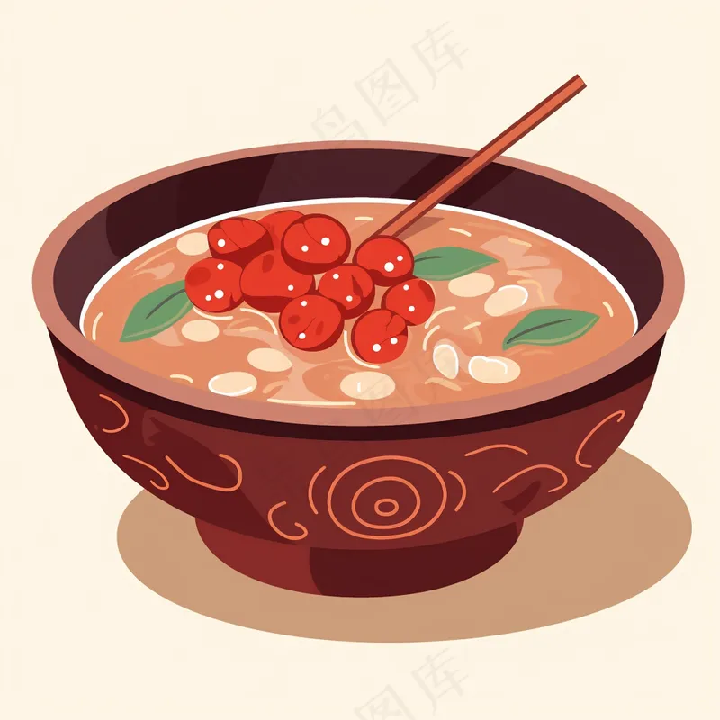 腊八粥食物卡通插画插图背景(3072x3072)
