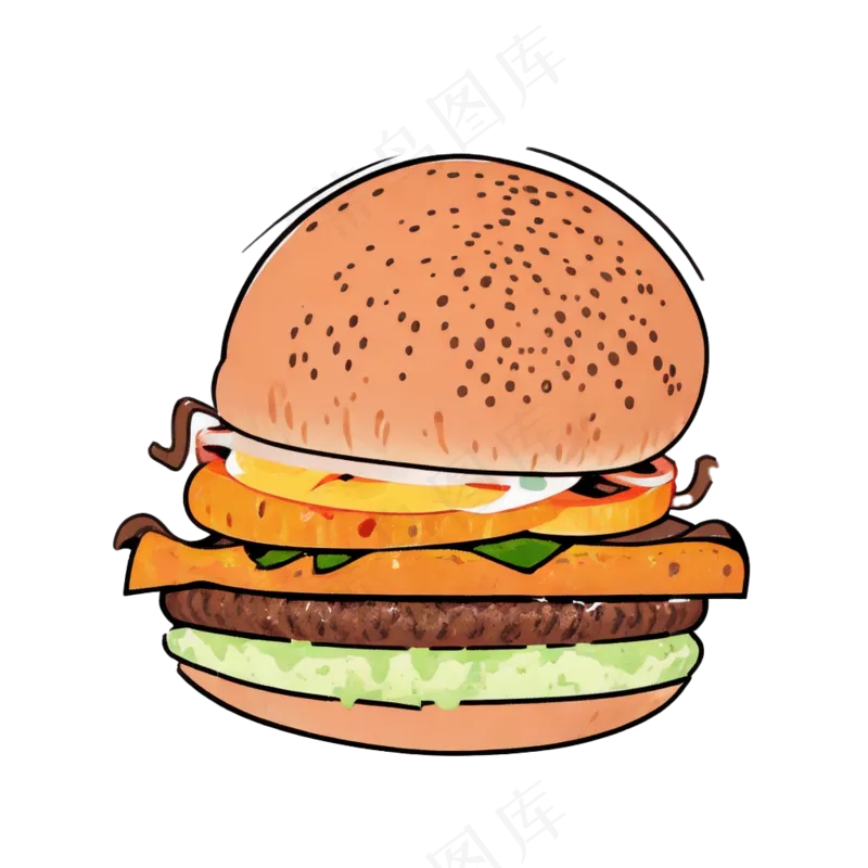 汉堡多层简约插画清新可爱食物