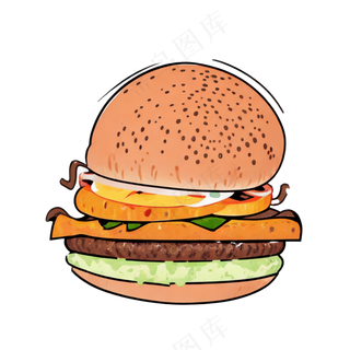 汉堡多层简约插画清新可爱食物