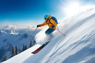 滑雪运动山坡白雪山地摄影图