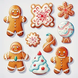 姜饼人圣诞饼干甜点卡通插画背景